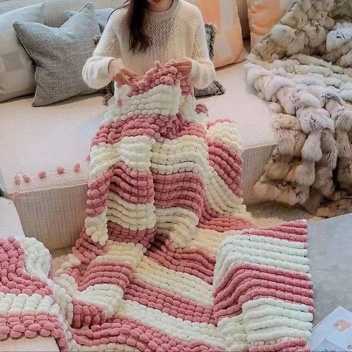 Woven Scarf Blanket - Filato per pompon 130G/rotolo, colori misti,